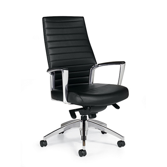 Accord High Back Leather Chair - Black